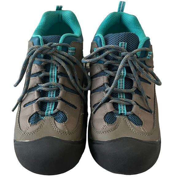 AIRWALK LACE-UP COMPOSITE TOE SNEAKERS, WOMENS, 9, GREY TEAL BLUE BLACK, SAFETY - Picture 1 of 12